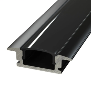 Shallow Recessed Extrusion, black with smoked black diffuser